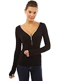 PattyBoutik Women's 1/2 Zip Front V Neck Blouse