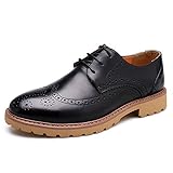 Alexis Leroy Men's Classic Casual Brogue Pointed Lace up Oxfords Shoes