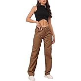 THWEI Cargo Pants for Women High Waisted Casual Pants Y2K Streetwear with 6 Pockets