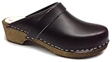 World of Clogs AM100 Brown leather Swedish Unisex Wooden Clogs - Size 40