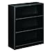 HON Metal Bookcase, 3 Shelves, 34-1/2 W by 12-5/8 D by 41 H, Black