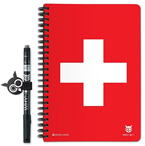 WHYNOTE Format A5 Black kit - Erasable Journal Notebook Similar to a whiteboard - The Notebook with Lined Paper - Includes: a Felt Pen for whiteboard which is Water Erasable (Swiss)