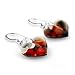 925 Sterling Silver Hand Blown Venetian Murano Glass Wild Flower Heart Dangle Earrings