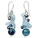 NOVICA Artisan Handmade Cultured Freshwater Pearl Aquamarine Cluster Earrings Unique .925 Sterling Silver Agate Glass Bead White Blue Thailand Scuba Birthstone 'Blue Love'