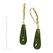 Teardrop Natural Jade Leverback Drop Earrings in 10K Gold