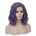 Mildiso Purple Wig Short Wavy Curly Hair Wigs For Women Pastel Colored Cosplay Party Wig with Cap M056PR