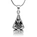 Chuvora Sterling Silver Hindu God Lord Shiva Meditation Statue Figure Thai Engraved Pendant Necklace 18''