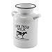 Enamel White Farm Fresh Milk Jug Decor Metal Black/White