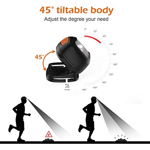 VAVOFO 2 Pack LED Rechargeable Headlamp Flashlight, Motion Sensor and Redlight Headlight for Adults and Kids Running Camping Reading Working, Lightweight, Waterproof, Adjustable Headband