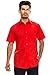 Men's Regular-Fit Solid Color Short Sleeve Dress Shirt, RED Shirts (2XL)
