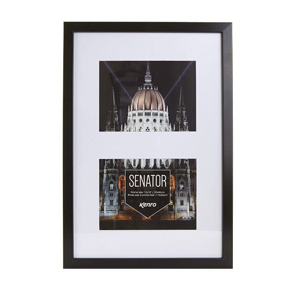 Kenro Senator Black Wood Double Photo Frame with White Mat for 2 Photos 8x6 inch / 15x20cm - SNF1520B/2