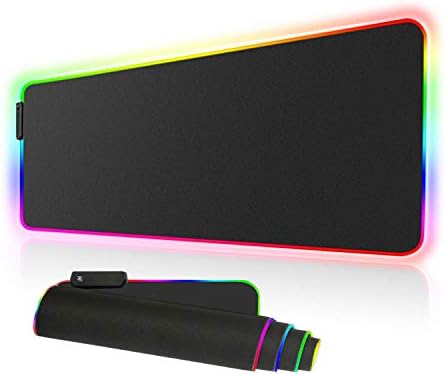 RGB Large Gaming Mouse Pad - 10 Light Modes Oversized Glowing Led Extended Mousepad, High Speed Tracking Surface Non-Slip Rubber Base (80x30 RGBhei)