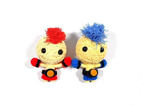 String Voodoo dolls Champion Red and Blue Boxing Muay Thai Keyring 2.5"