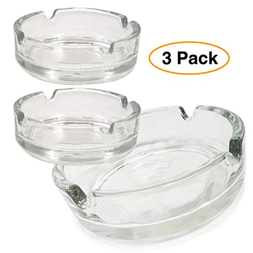 Premium Glass Ashtray (3 Pack) Clear, Classy Round Durable & Thick - Thumbnail 3