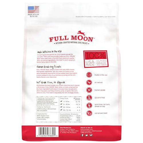 FULL MOON BEEF JERKY HEALTHY ALL NATURAL DOG TREATS HUMAN GRADE MADE IN USA GRAIN FREE 11 OZ