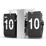 Betus Retro Style Flip Desk Shelf Clock - Classic Mechanical-Digital Display Battery Powered - Home & Office Decor 8 x 5.5 x 3.5 Inches