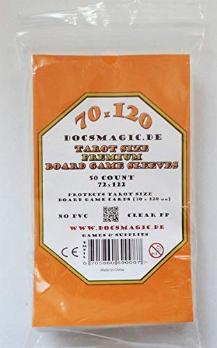 docsmagic.de 50 Premium Tarot Size Board Game Sleeves - 72 x 122 - Oversize - 70 x 120
