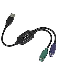 Monoprice PS 2 Teclado Ratón A USB adaptador convertidor, Negro (110934), Negro
