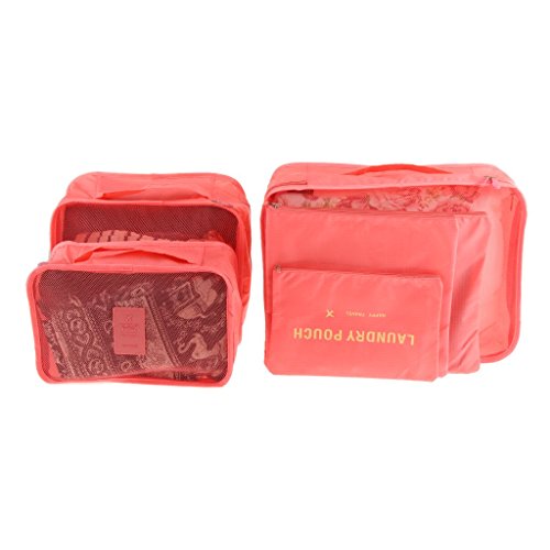 6Pcs Clothes Underwears Packing Cube Storage Bag Travel Luggage
Organizer - Watermelon Red