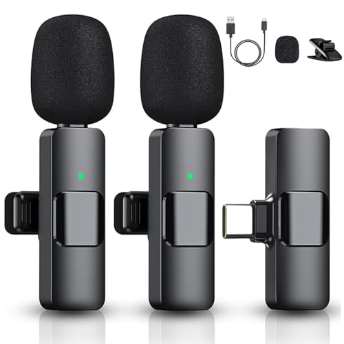 Wireless Lavalier Microphone for iPhone 15, Professional Lapel Microphone for Tablet Pad, Type C Port Cordless Recording Mic, Plug-Play Clip-On Mini Microphone for Tiktok, Interview, Live streaming
