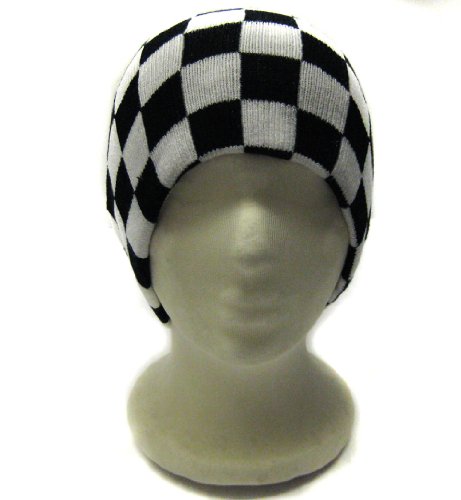 White Black Checkered Beanie