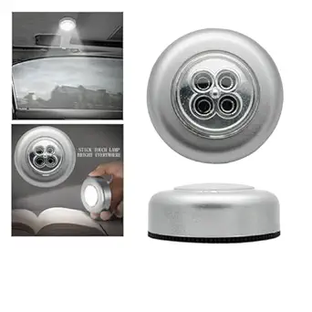Eva Gadgets 4LED Touch Push On/Off Light Self-Stick On Click Battery Operated Lights (Silver) (Pack of 4)
