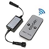 LED Lights Dimmer, SMY Deck Lights Dimmer with RF Wireless Remote Controller in Waterproof IP67 for Led Lights Dimming with Black Extension Cable DC Male and Female Connectors