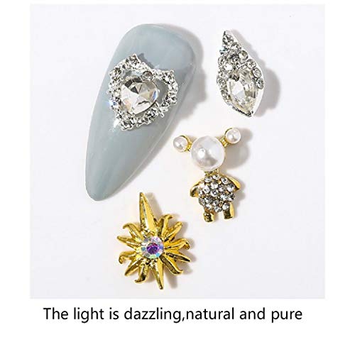 3D Rhinestones for Nails, 20 Pcs Luxury Nail Art Rhinestones Charms Crystals Diamonds Gold Metal Gem Stones for DIY Nail Art Beauty Design, Nail Decoration Craft 3 3D Rhinestones for Nails, 20 Pcs Luxury Nail Art Rhinestones Charms Crystals Diamonds Gold Metal Gem Stones for DIY Nail Art Beauty Design, Nail Decoration Craft