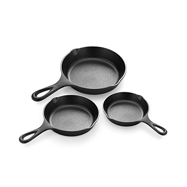 Simple Chef Cast Iron Skillet 3-Piece Set - Best Heavy-Duty Professional Restaurant Chef Quality Pre-Seasoned Pan…