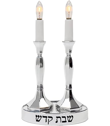 Ner Mitzvah Bougies De Shabbat à LED - Bougies Sans Flamme à Piles - Bougeoirs LED Avec Minuterie Automatique