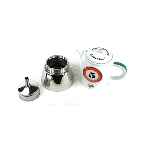 Moka Consorten Espressokocher »Carina biliardo« | Edelstahl und weißes Porzellan | Höhe: 18 cm | Füllmenge: 210 ml… – Bild 4