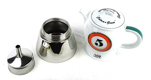 Moka Consorten Espressokocher »Carina biliardo« | Edelstahl und weißes Porzellan | Höhe: 18 cm | Füllmenge: 210 ml… – Bild 4