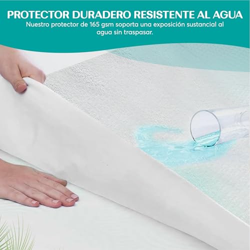 FOCARIS Home Waterproof and Adjustable Mattress Protector Cover Mattress Cover 200 x 200 cm Thickness 30 cm Antibacterial / Anti Dust Mite Protector 200 Mattresses 200 x 200 cm Packaging Presentation Gift