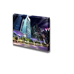 Singapore City at Dusk Night Cityscape Photograph Wall Decor