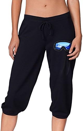 OneWomenHeart Ski Goggles Blue Women's Lightweight Drawstring Exercise French Terry Capri Pants