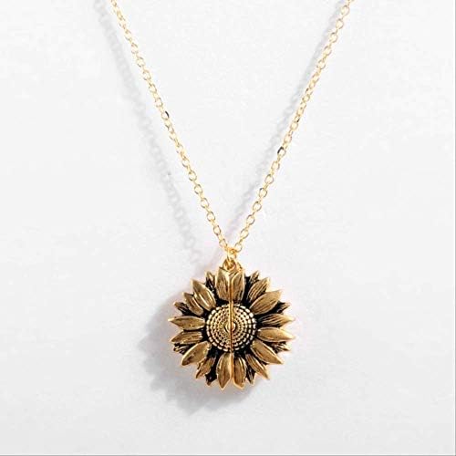 New Women Gold Necklace Custom You Are My Sunshine Open Locket Sunflower Pendant Necklace Free 11199 Qianyanxiaozhu