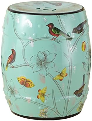 XM Ottomans ZfgG Classical Dressing Stool Chinese Style Change Shoes Bench Round Small Stool Hand-Painted Flowers Ceramic Drum Stool Antique Benches (26 38cm) (Color : #3)