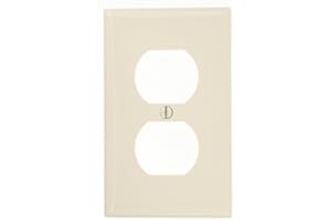 Leviton 1-Gang Duplex Device Receptacle Wallplate, Standard Size, 80703-NT, Light Almond