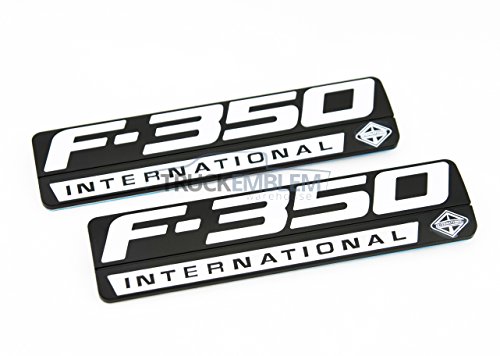 2x Black/Red Power Stroke International Side Fender Emblems – For F250 F350 6.0L, Unbranded