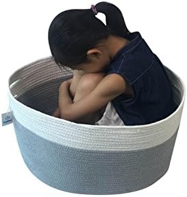 ICEBLUE XXL Jumbo Toy Storage Cotton Rope Basket Hamper with invisible handles