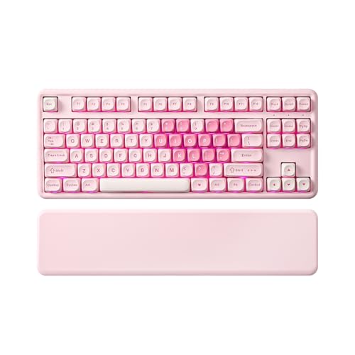 YUNZII B87 Drahtlose Mechanische Tastatur, QMK/VIA Software Custom Gaming Tastatur, Gasket RGB mit MOA Keycaps, Wrist Rest, BT5.0/2.4G/USB-C NKRO für