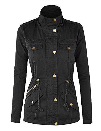 Come Together California WJC643 Womens Pop of Color Parka Jacket XL Black
