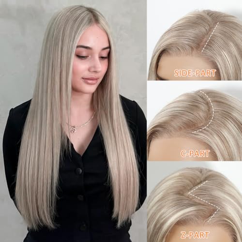 Ash Blonde Pre Plucked Human Hair Wig 13x4 Pre Plucked Human Hair Wig 13x4 UHD Lace Human Hair Wigs for Women 22 Inch 180% Density