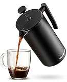 Belwares Large French Press Coffee Maker with Extra Filters for a Richer and Fuller Coffee Flavor, Designed with Double Wall Black Stainless Steel to Preserve Hot Coffee Temperature (50oz)