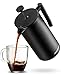 Belwares Large French Press Coffee Maker with Extra Filters for a Richer and Fuller Coffee Flavor, Designed with Double Wall Black Stainless Steel to Preserve Hot Coffee Temperature (50oz)
