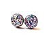 Multicolored rainbow glitter wood stud earrings 10mm