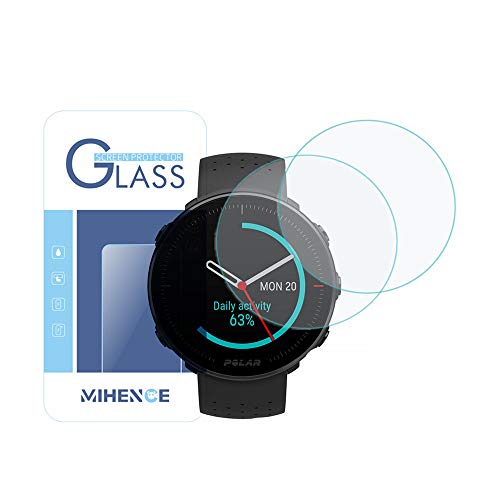 (2PCS for Polar Vantage M Screen Protector, 2.5D Rounded Edges 9H Premium Real Tempered Glass Screen Protector for Polar Vantage M Watch Anti Scratch Protector