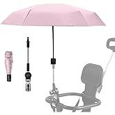 Adjustable Steering Angle, Clip-On All-Round Protection, Convenient and Lightweight, for Sun Protection Lightweight, Easy to Install, Stroller Umbrella, Baby Umbrella Stroller Accessory. (Pink)
