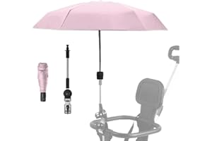 NAKAZAWA Adjustable Steering Angle, Clip-On All-Round Protection, Convenient and Lightweight, for Sun Protection Lightweight, Easy to Install, Stroller Umbrella, Baby Umbrella Stroller Accessory. (Pink)