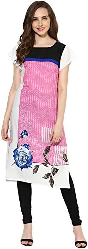 Vaamsi Women's Indian Tunic Top Crepe Kurti(PK1392_Pink_L)
